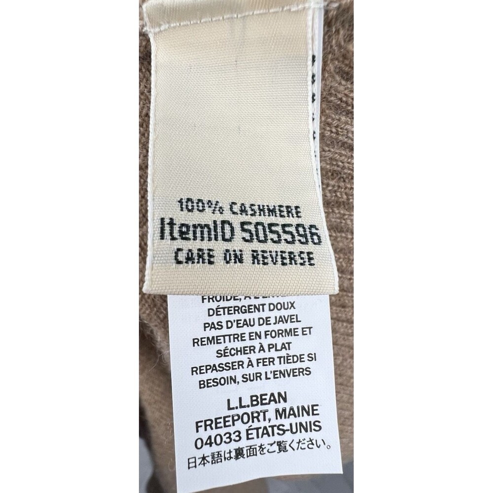 L.L.BEAN Women 2X 100% Cashmere Cardigan Sweater Camel Tan Open Front Pockets - Picture 11 of 12